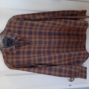 Massimo Dutti Tessuto Italiano mens L long sleeve button down plaid shirt